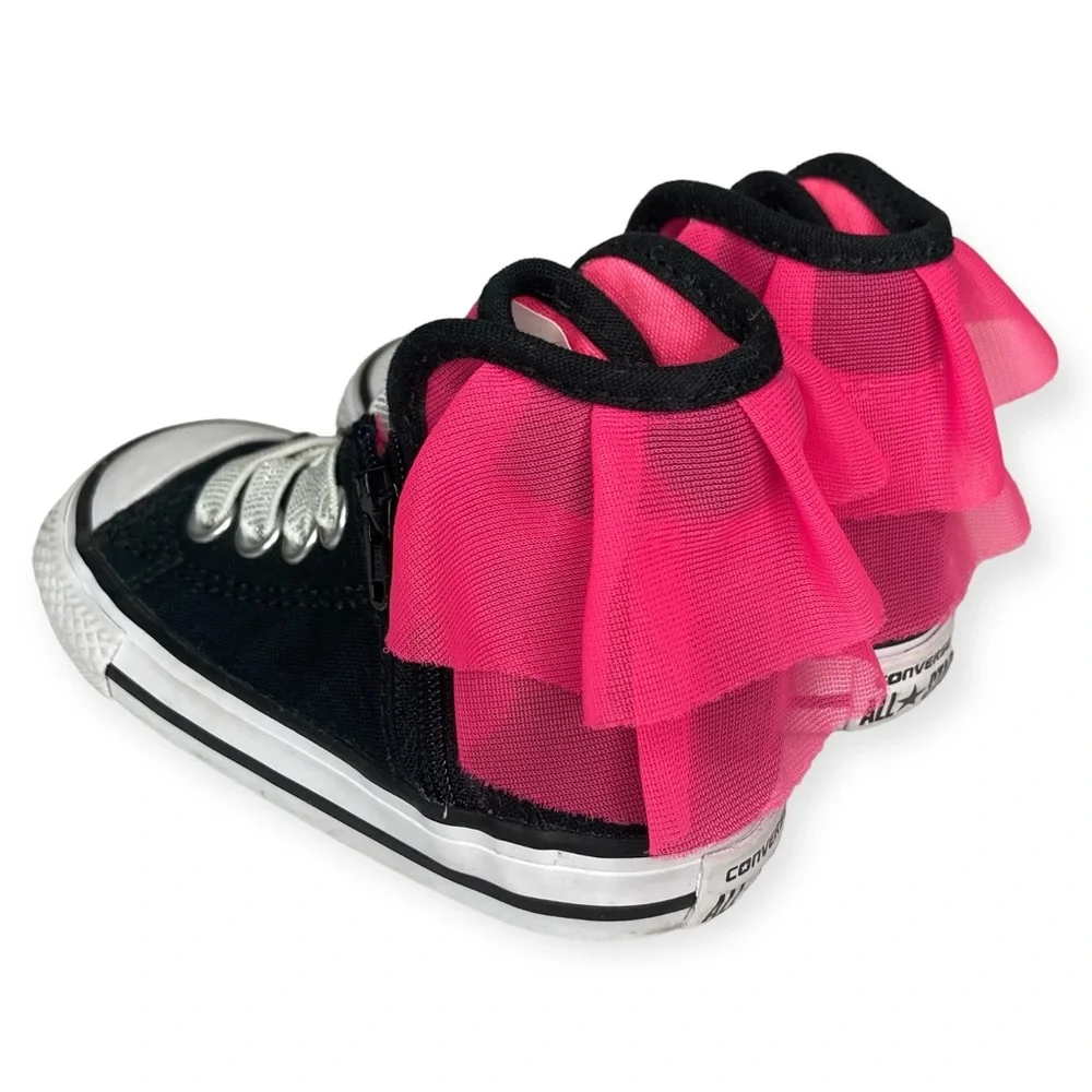 Converse All Stars Size 5 Block Party Tule Frill Chuck Taylor Zip Hi Top Shoes